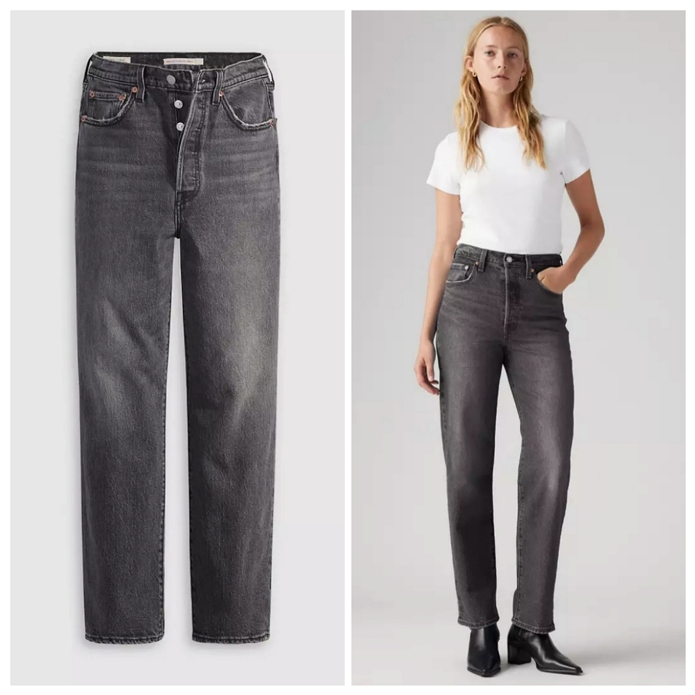 Levi's Ribcage Straight Ankle Women's Jeans Sz 30 Gray Wash Skater Grunge - Picture 11 of 11